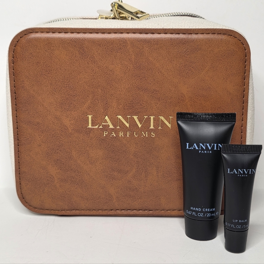 Lanvin Limited Edition Faux Leather & Canvas Skincare Set Dopp Kit Toiletry Bag - Picture 4 of 6